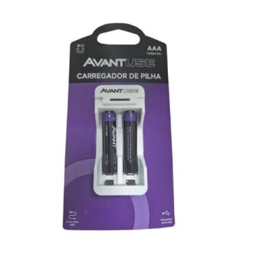 Imagem de Kit Carregador + 2 Pilhas Recarregáveis Universal AAA 1000mah Bivolt -