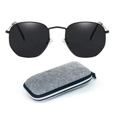 Imagem de Óculos De Sol Hexagonal Preto Lentes Uv 400 - Univison