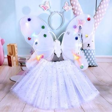 Imagem de Fantasia de Fada  Saia + Tiara + Asa + Varinha  com Led - compra, Bran