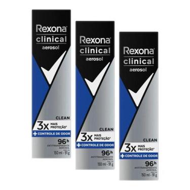 Imagem de Kit 3 Desodorantes Rexona Men Clinical Clean 150ml