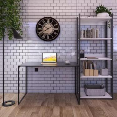 Imagem de Mesa Moderna com Tampo Preto e Pés Elegantes Em Pinus - Technox Comerc
