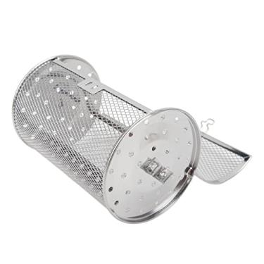 Imagem de Cesta de Grelha Rolante, Cesta de Grelha Cilíndrica de Malha de Arame de Aço Inoxidável Rolável Fácil Limpeza para Acampamento (18cm Altura)