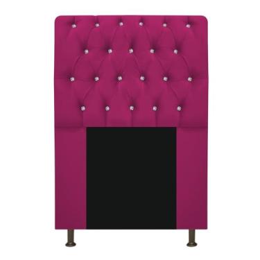 Imagem de Cabeceira Lady Estofada com Strass 90 cm para Cama Box Solteiro Suede Pink Quarto - AM Decor