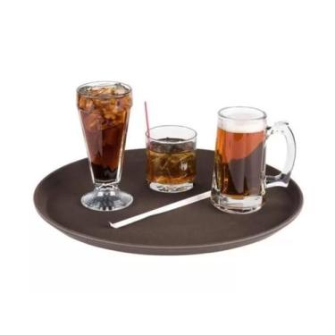 Imagem de Bandeja Garçom Redonda Antiderrapante 40cm - Preta - Jolly
