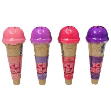Imagem de Kit 4 Unid. Brilho Labial Ice Cream Sorvetinho Maria Pink