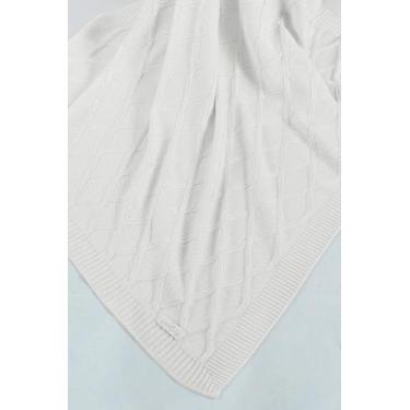 Imagem de Manta Tricô Bebê Losangos HomeBliss, Branco, Único