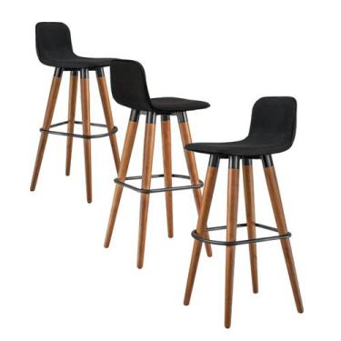 Imagem de Kit 3 Banquetas Línea Luxo Sofisticado Alto Padrão Preto - UniDecor
