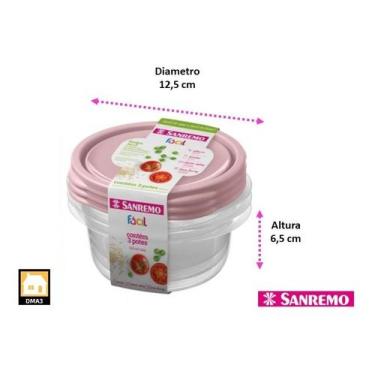 Imagem de Conjunto Kit Com 3 Potes Redondos Herméticos De Plastico 620ml Verde o