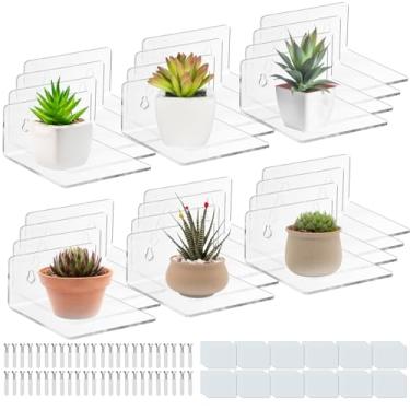 Imagem de Prateleiras de parede de acrílico para armazenamento, prateleira flutuante, prateleiras de exibição de acrílico, bordas para figuras pop, plantas, fotos para decoração de quarto, sala de estar