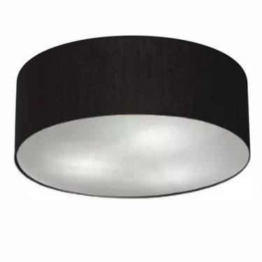 Imagem de Plafon Cilíndrico Md-3006 Cúpula em Tecido 60x15cm Preto - Bivolt - Vi