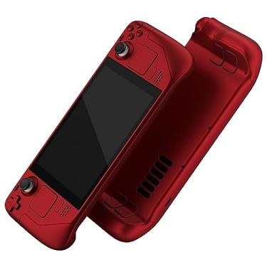 Imagem de eXtremeRate Conjunto completo faça você mesmo com botões para LCD Steam Deck, capa de substituição de placa traseira personalizada para Steam Deck LCD - Vermelho escarlate [console não incluído]