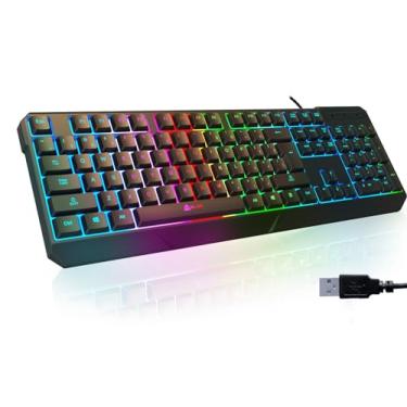 Imagem de KLIM Chroma – Teclado USB RGB para jogos, teclado de computador com fio, membrana, impermeável, durável, resposta de 2 ms, compatível com PS4/PS5 e Mac