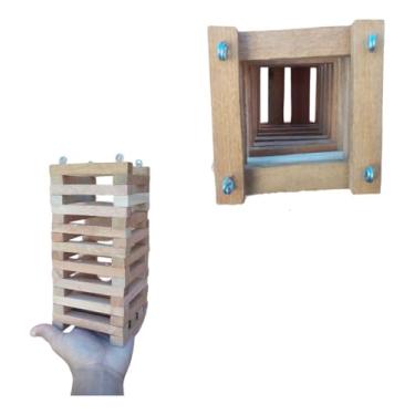 Imagem de Cachepot Torre Rústico de Madeira para Orquídeas e Suculentas, 11cm x 11cm x 25cm Tamanho PP