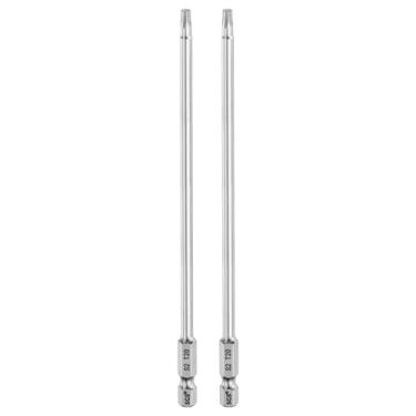 Imagem de HARFINGTON 2 peças T20 Torx Bit 1/10.2 cm haste sextavada 15 cm de comprimento S2 aço magnético resistente à adulteração cabeça Torx com furo de grau industrial para brocas de chave remover parafusos