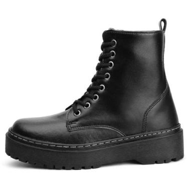 Imagem de Bota Coturno Feminino Zíper Tratorada - SBL, Preto, 38