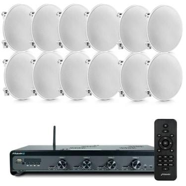 Imagem de Kit Som Ambiente Frahm 4500 Slim 12 Cx Som Arandela Embutir