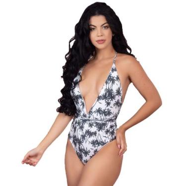 Imagem de Maiô Body Bella Fiore 6 Amarrações Estampado Sem Bojo Praia - Vekyo, G