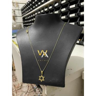 Imagem de Corrente veneziana 1 mm + pingente estrela de davi vazado pequeno - WA