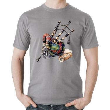 Imagem de Camiseta Algodão Gaita de Foles - Foca na Moda, Cinza, GG