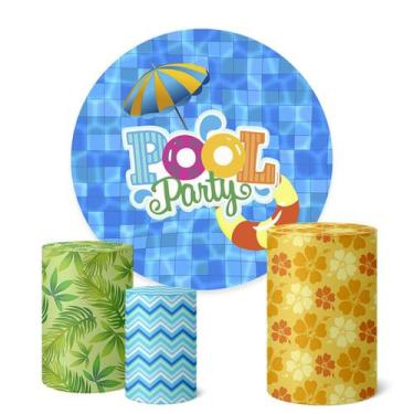 Imagem de Trio Capas Cilindro + Painel Redondo 1,50m Pool Party - Fadrix