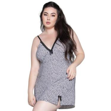 Imagem de Camisola Plus Size Bella Fiore Estampada Feminina Liganete Com Laço Ro