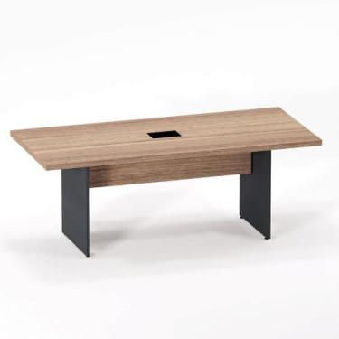 Imagem de Mesa De Reunião Retangular Com Power Box PE 40 Pandin 2,00 M Noce Natu