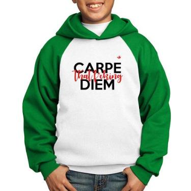 Imagem de Moletom Infantil Carpe that fucking Diem - Foca na Moda, Branco, Verde