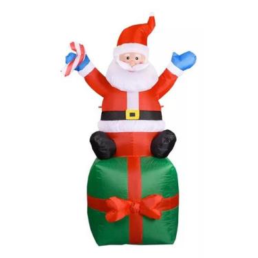 Imagem de Papai Noel Caixa Presente Inflável 1,80mt Natal LED Bivolt - Decorally