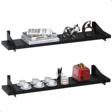 Imagem de 2 Prateleiras De Madeira Estilo Industrial Suspensa Max60p - HomeFull,
