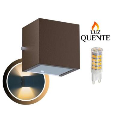 Imagem de Arandela Cubo G 10X10X12cm BV G9 Com Lâmpada Interna Externa Muro Pare