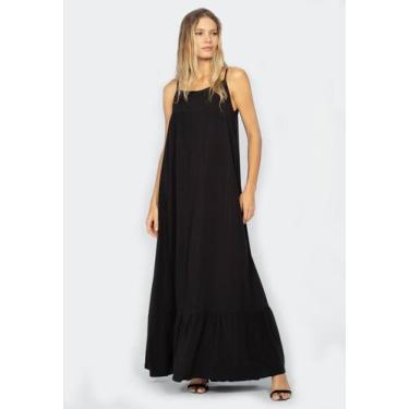 Imagem de Vestido Longo Jataí Trapézio Amazonia Vital Viscose Preto