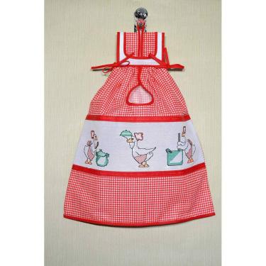 Imagem de Puxa Saco Xadrez Bordado - Patinho Cozinheiro