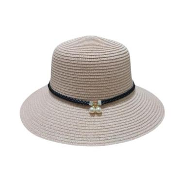 Imagem de Chapéu De Palha Feminino Com Detalhe Praia Verão Passeio - Lika Bijute