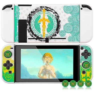 Imagem de ITONGGUYUKI Dockable Protective Case Compatible With Switch and Joy-Con Controllers, Hard Shell Cover With 4 Thumb Grips, Zelda Tears of The Kingdom Carrying Case