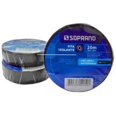 Imagem de Kit 5 Fita isolante Preta 19mm x 20 metros Soprano