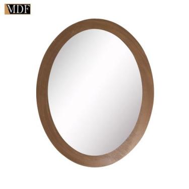 Imagem de Espelho Oval com Moldura Multiuso 31x40 Mdf Madeira Decorada - ATACADÃ