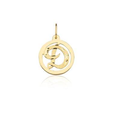 Imagem de Pingente Medalha Letra D Ouro 18k Puro - MAEHLER JOIAS, Dourado