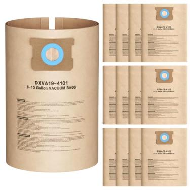 Imagem de Pacote com 12 sacos de vácuo DXVA19-4101 para aspirador de pó DEWALT 6, 8, 9, 10 galões, sacos de filtro descartáveis de substituição para DeWalt DXV06P, DXV09P, DXV09PA, DXV10P, DXV10PL, DXV10S,