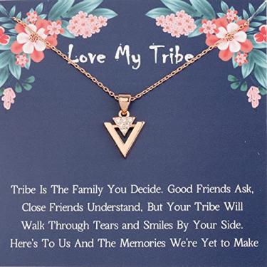 Imagem de FOTAP Colar tribo de amigos presente para meninas colar com pingente de festa nupcial presente de dama de honra presente para melhores amigas, 1.2cm*1.2cm, Cobre, Sem Pedra Preciosa
