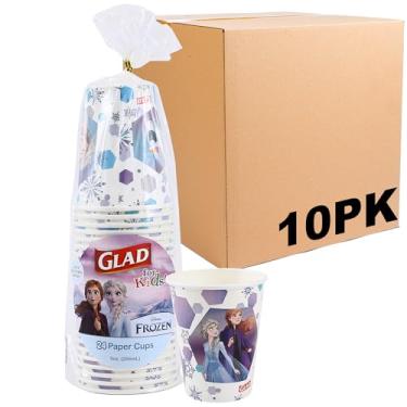 Imagem de Glad Copos de papel descartáveis Disney Frozen para crianças, Anna e Elsa - resistente, à prova de imersão, copos de papel adequados para crianças para beber e uso diário, 255 g, 24 unidades - pacote
