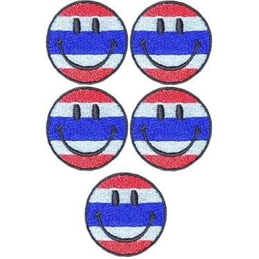 Imagem de Ranger Return Conjunto de 5 pequenos lindos mini sorrisos com sinal feliz bandeira tailandesa da Ásia com aplique de ferro costurado em adesivos bordados (Smile-O-THA-MINI5)