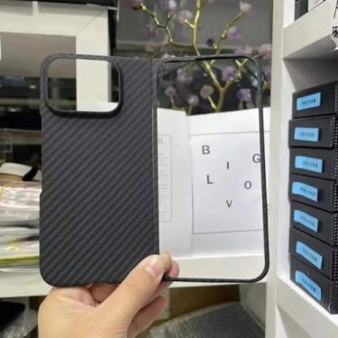 Imagem de Waillynice Capa ultrafina de fibra de carbono antiqueda para Google Pixel Fold 2, para Pixel Fold 2 5G capa de fibra de aramida (preta (orifício grande), para Google Pixel Fold 2)