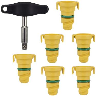 Imagem de Pacote com 7 plugues de drenagem de óleo compatíveis com Ford F-150 F150 Mustang Bronco Explorer Edge Lincoln MKZ KX6Z-6730-B FT4Z-6730-A BC3Z-6730-A BC3Z-6730-B KX6Z6730B BC3Z6730B com ferramenta de