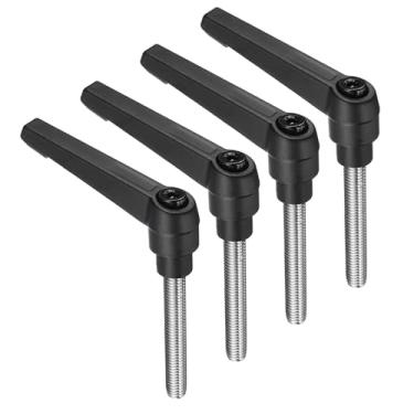 Imagem de uxcell 4 peças de alavancas de aperto, M8 x 50 mm aço inoxidável 304 parafuso macho roscada, alças ajustáveis, trava de liberação rápida, botões de botão de pressão de catraca, preto