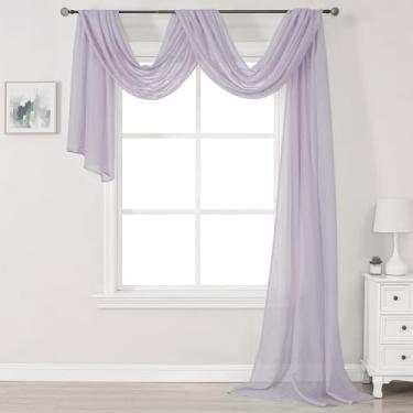 Imagem de DONREN Lenço de janela semitransparente de luxo roxo lavanda para decoração ao ar livre - Adicione um belo efeito elegante às cortinas (1 painel 86 x 540 cm)