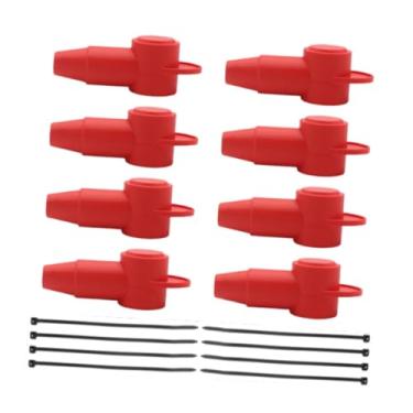 Imagem de Generic 8 peças de capas de terminais genéricos protetor de terminal alternador universal partida com braçadeiras de cabo para caminhões tampa de terminal, Vermelho