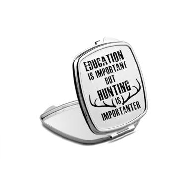 Imagem de SpreadPassion Espelho compacto Hunting is Importanter, espelho fotográfico, espelho de maquiagem de viagem, espelho pequeno de mão, espelho de bolso portátil, ideia de aniversário (1, quadrado)