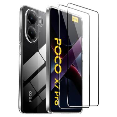 Imagem de Suttkue 2 Protetores de Tela Vidro Temperado 9H para Xiaomi Poco X7 Pro, Transparente HD, Compatível com Capas
