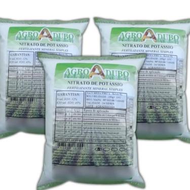 Imagem de Fertilizante Nitrato De Potássio 3Kg Adubo Ferti Hidroponia - AGROADUB