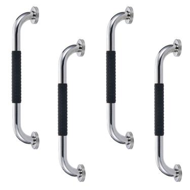 Imagem de Barra de Apoio Inox 30cm Suporte Antiderrapante Kit 4 unidades Banheiro Box Casa Criança Idoso Gestante Cadeirante Acessibilidade